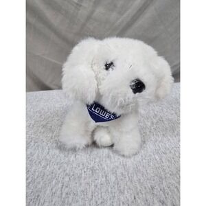Lowe's Promo White Puppy Dog 6" Plush w/ Blue Lowe's Bandana COLLECTIBLE